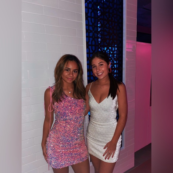 Windsor White Velvet Beaded Mini Dress - Picture 1 of 5